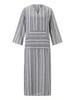Women's European/American Cotton Linen Striped Pocket Dress