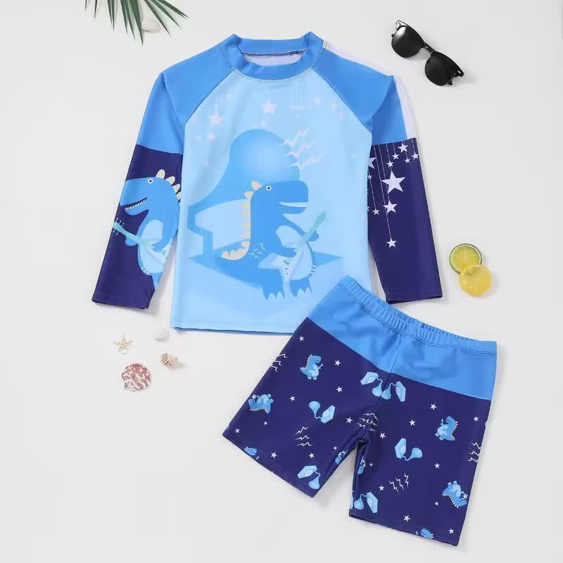 Boys  Long Sleeve Two-Piece Rash Guard Swimsuit