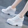 New Ladies Sneakers Spring Sequin Casual Women's Platform High Heels Wedge Heel Heightening Knitted Ladies Vulcanized Shoes