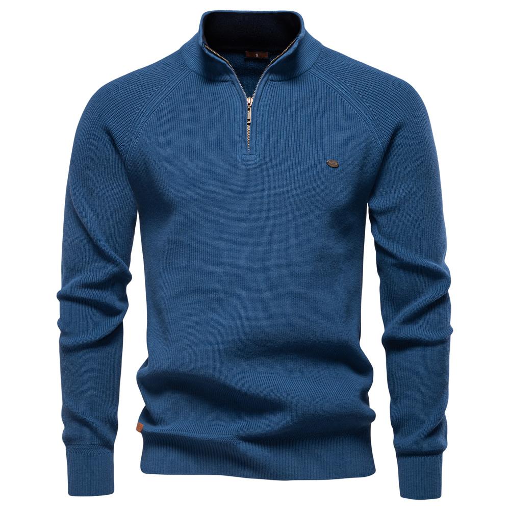 New Autumn Cotton Zipper Cardigans for Men Fashion Casual Social Men Sweaters High Collar Warm Winter Knitted Sweater Men