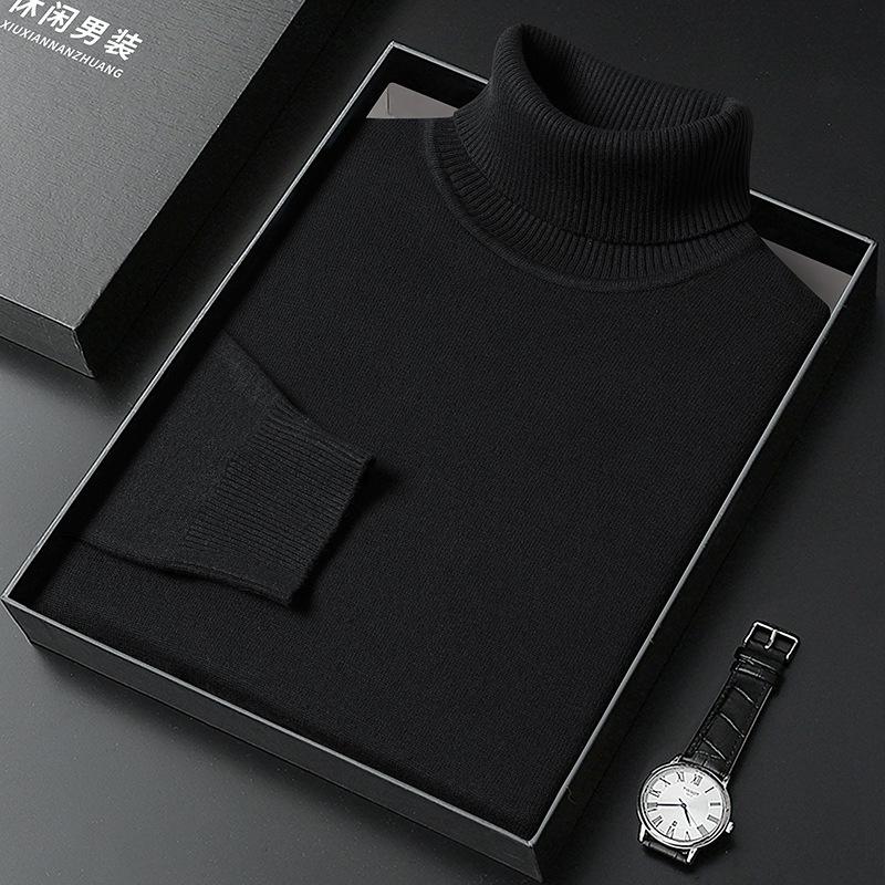 Unisex High Neck Winter Sweater - Warm, Solid Color Knitwear for Youth and Adults L чёрный