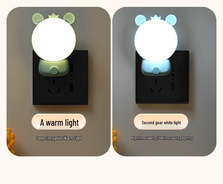 Indoor LED Night Light: Plug-In Bedside Lamp for Nighttime Use, Eye Protection, Energy-Saving, Ideal for Bedrooms and Night Feeds.