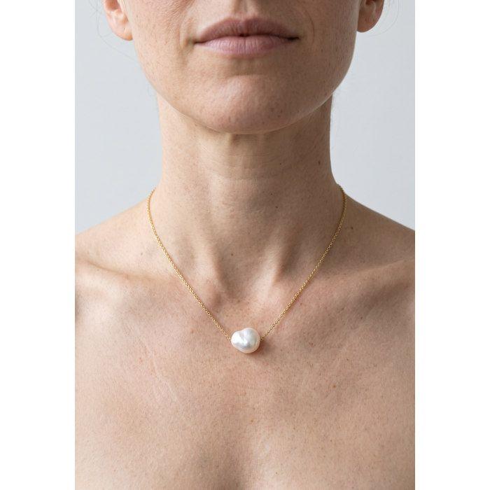 Collier - Pearls & Colors - Perle de Culture d'Eau Douce Baroque - Perle Blanche - Or Jaune 375/1000 - Qualité AAA+ - Femme