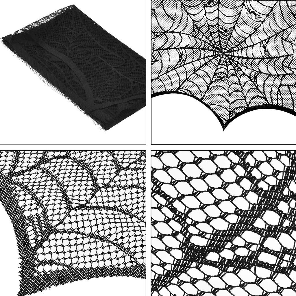 Black Lace Combo Halloween Table Flag Halloween Spider  Tablecloth Spooky Decoration Cloth