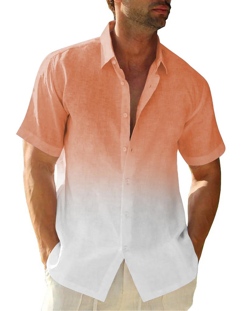 Men'S Summer Short-Sleeved Shirt Interface Color 3D Printing Trend Casual Lapel Shirt