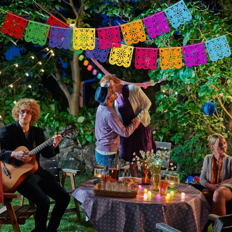 Mexican Party Decorations Banner Colorful Día De Los Muertos Papel Picado Banner Carnival Birthday Baby Shower Party Decor 5