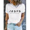 ZIMOXUAN Camiseta con estampado de letras de Jesús, top informal de manga corta con cuello redondo para primavera y verano