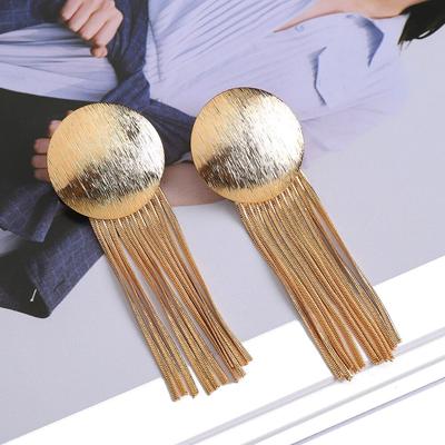 Punk Gold Farbe Metall Runde Quaste Kette Lange Baumeln Ohrringe Für Frauen Trendy Luxus Ohr Zubehör Anhänger Schmuck Geschenk