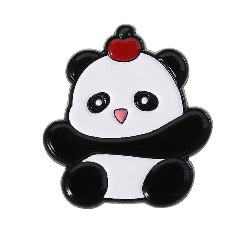 Söt Panda som äter Bambu Emaljpins Tecknad Rolig Djur Broscher Knapp till Krage Ryggsäck Smycken Gåvor För Barn Vänner