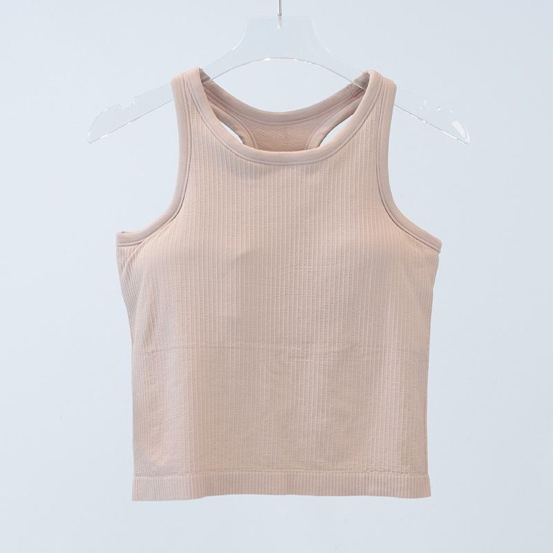 

Женский спортивный топ-майка для йоги с высоким уровнем эластичности в рубчик со встроенными нагрудными вкладышами - Удобная, подчеркивающая талию летняя спортивная одежда XL for 120-130 Jin