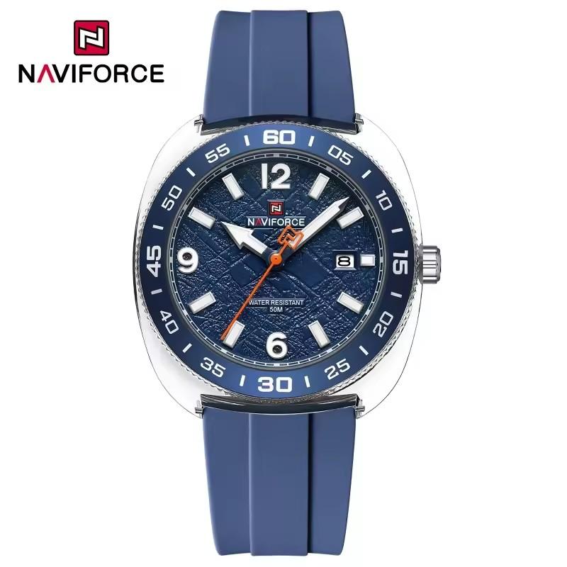 NAVIFORCE 7132 Men s Sports Watch Fashion Trend Date Display Luminous Pointer 5ATM Waterproof Silicone Strap Men s Quartz Watch Hot sale watch синий