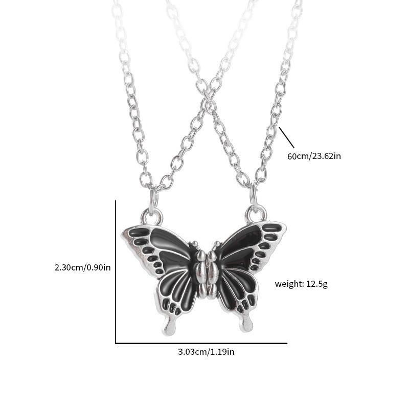 Cross-border New Best Friend Colorful Butterfly Match Friendship Magnetic Necklace Sweater Chain