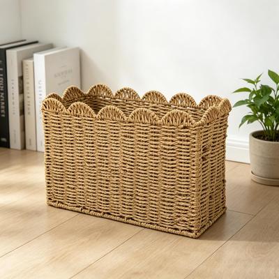 Magazine Basket Woven Holder Organization Handwoven Storage Bin Newspaper Organizer for