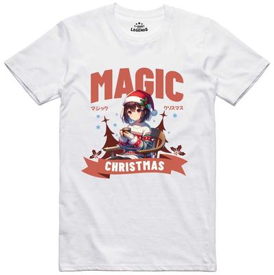 T-shirt de Noël amusant Fille anime Coupe régulière T-shirt en coton