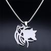 Viking Wolf Knot Necklace Stainless Steel Valknut Odin Norse Symbol Jewelry for Men Women N7802S01