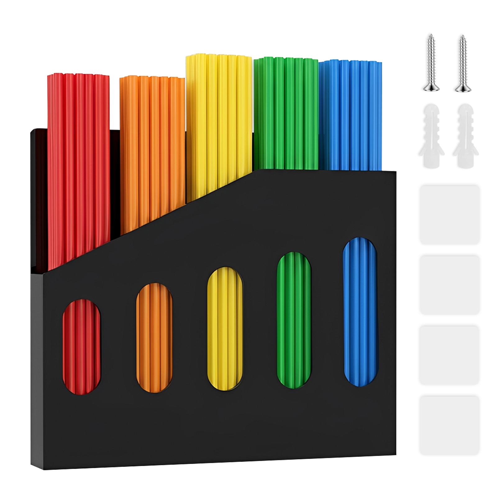 

Acrylic Straw Holder Organizer for Cabinet Door Stepped Upright Self-Adhesive Straw Dispenser Tumbler Straw Storage чёрный