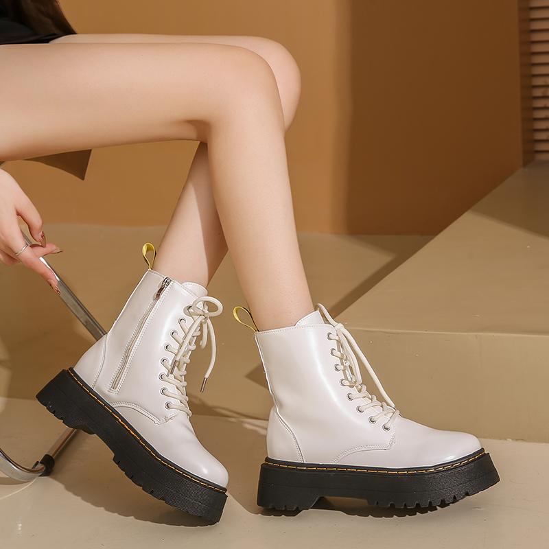 Womens Boots Plush Warm Winter Boots Fashion Casual Leather Boot Lace Up Women Ankle Boots Outdoor Non Slip Oxford Platform Boot