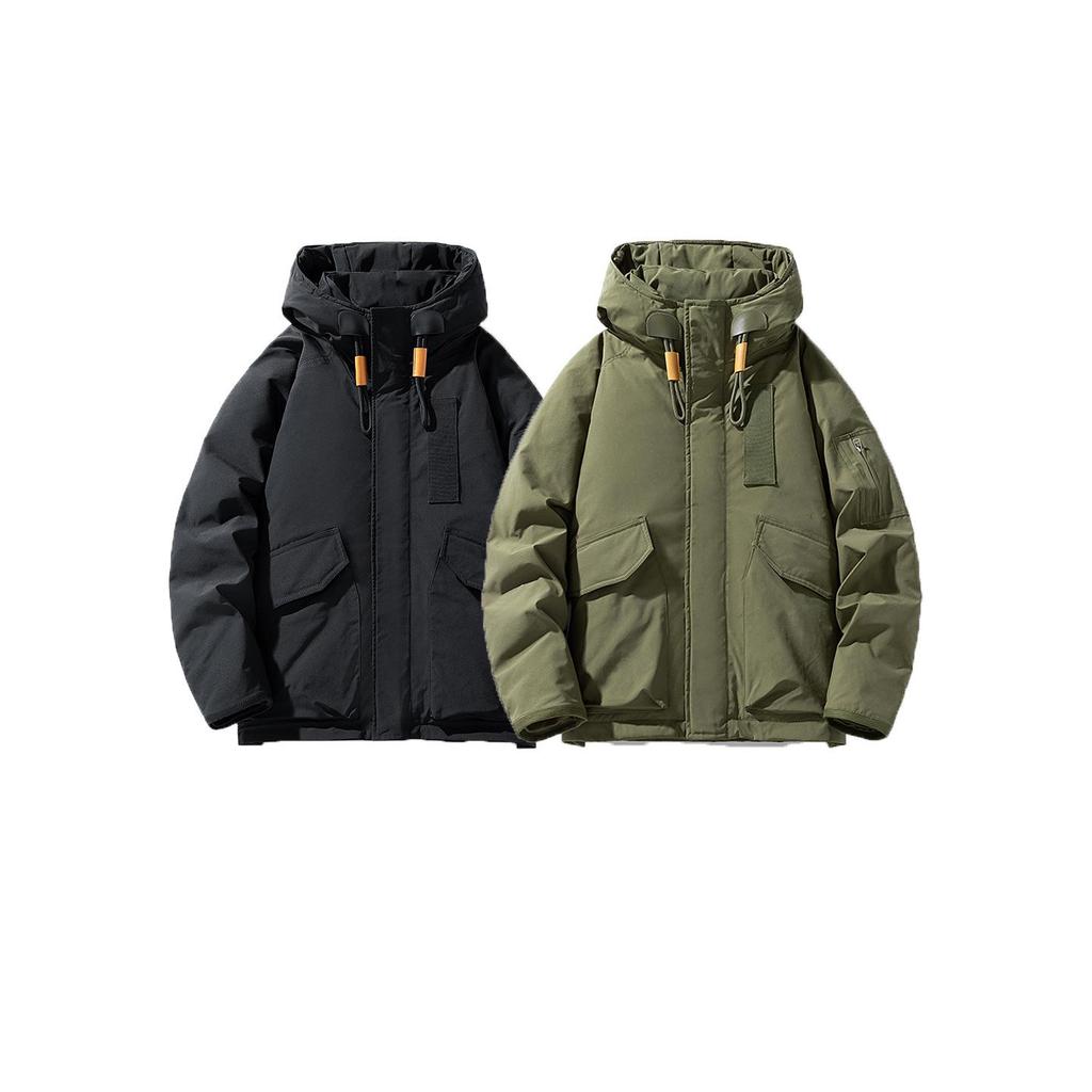 Men's Trendy Workwear Hooded Winter Down Jacket with Multi-Pockets