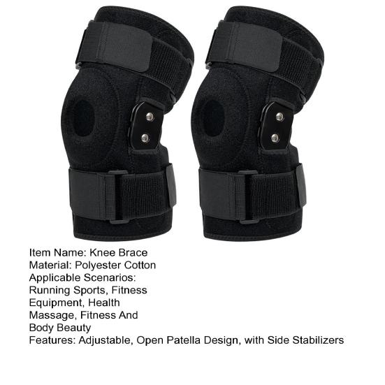 1 buc Genunchieră cu balamale Femei Bărbați Ajustabilă Rotulă Deschisă Artrită Ruptură de Menisc Dureri Articulare Ameliorare Suport Genunchi cu Stabilizatori Laterali Dubli Metalici