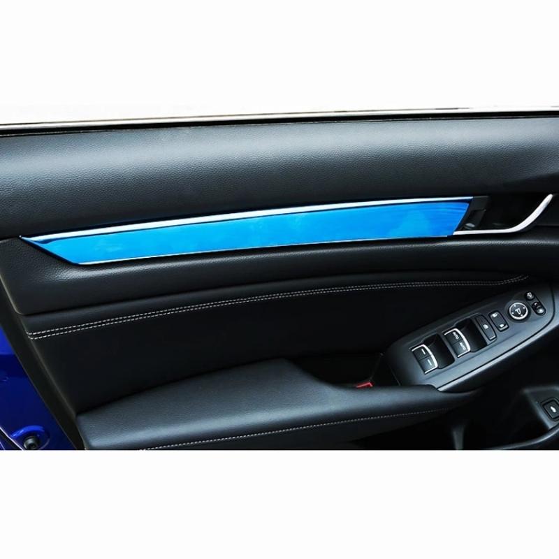 Trim For Honda Accord 2018    Abs Carbon Fiber Style Interior Door Panel Armrest Stripes Protector Molding Trims