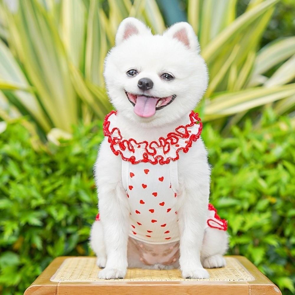 Summer Cooling Dog Clothes Love Heart Print Pet Skirt Fashion Cooling Vest Summer Season