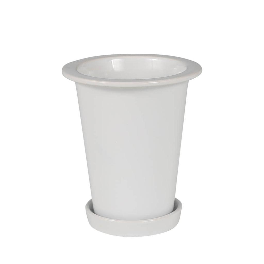 Dulton Botany Lang Pot S Hvit En blomsterpotte dekorert med et preget logo og jordstørrelse høyde diameter farger, høy, BOTANY, 4.5, 16.4cm, 14.6cm,