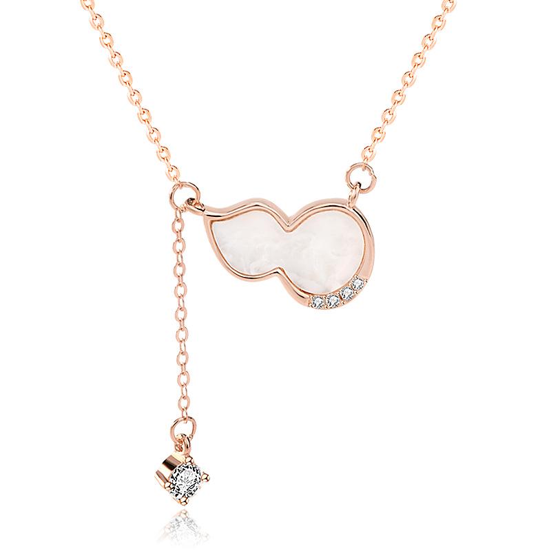

Mother-of-Pearl Gourd Tassel Necklace: High-End 925 Sterling Silver Choker for Women – Light Luxury French Niche Chinese Jewelry 925 Silver