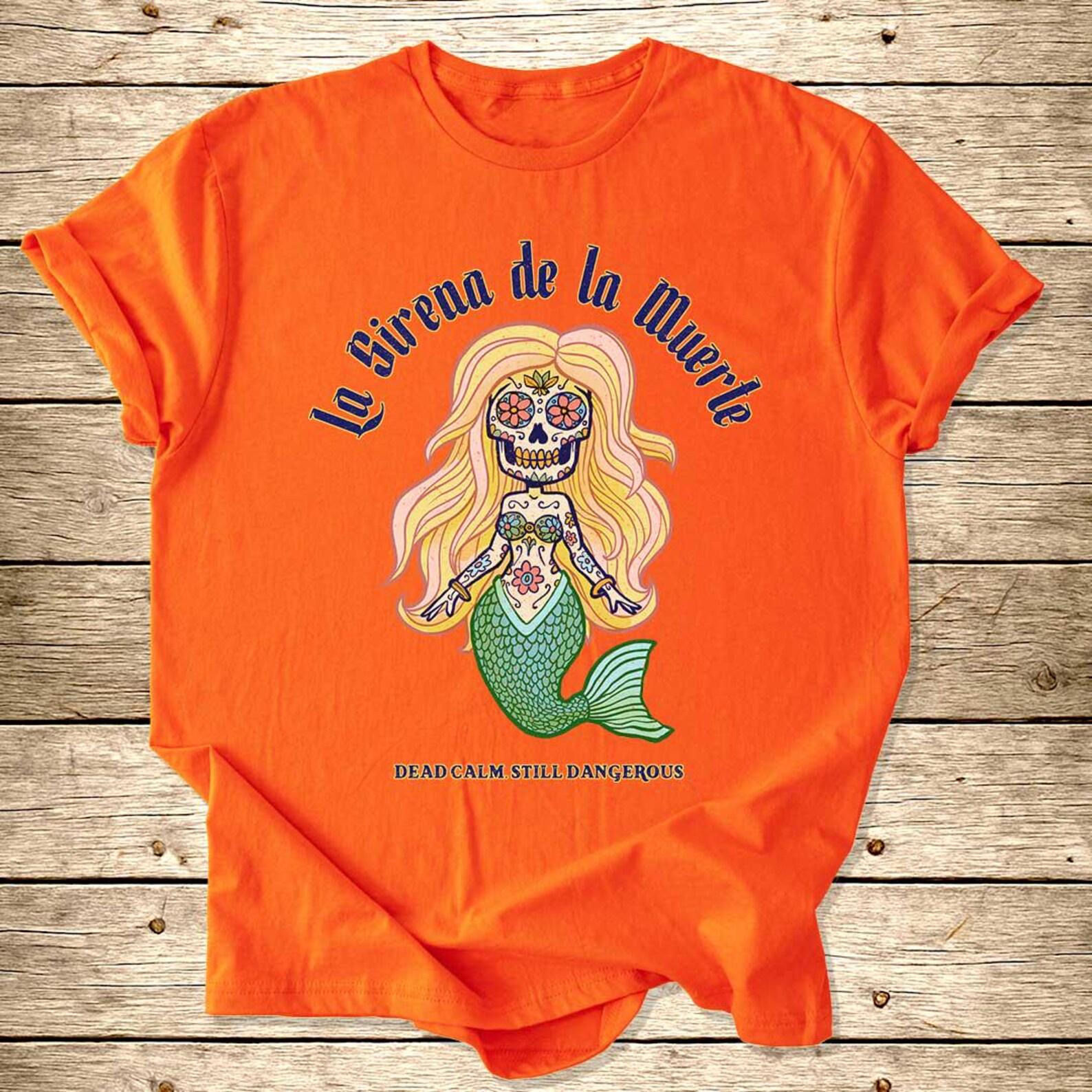 Mexican Skull Mermaid T-Shirt | Day of the Dead Mermaid Shirt, Ocean T-shirt, Marine Tee S