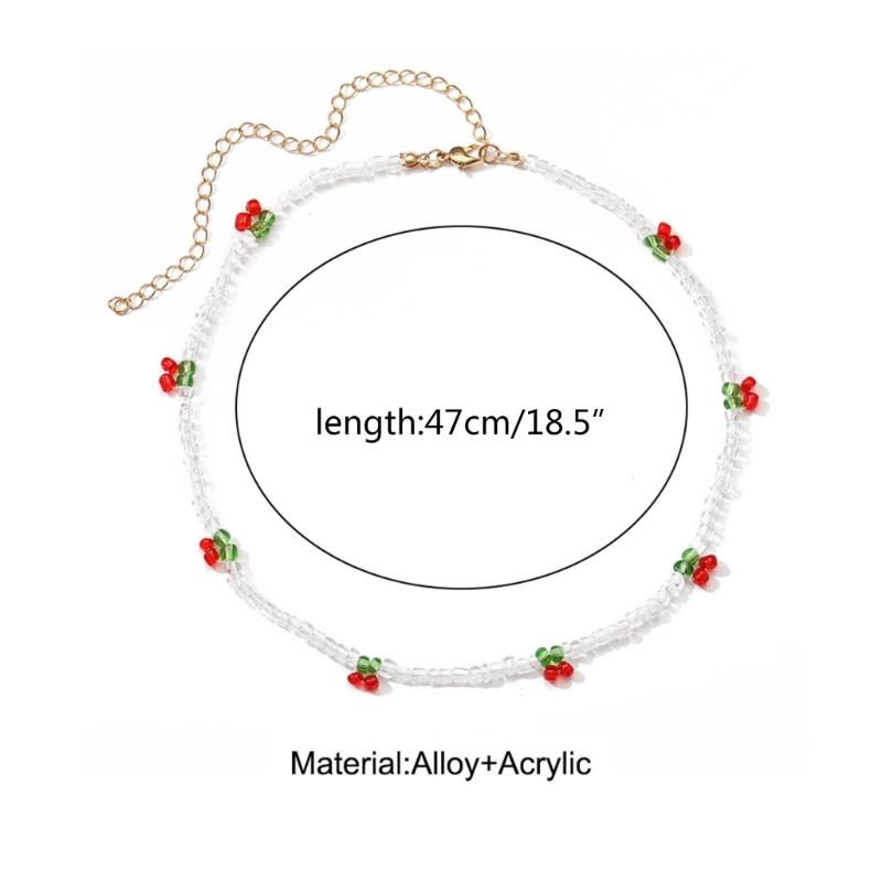 Korean Fashion Kpop Cherry Choker Transparent Beads Women Necklace For Female Pendant Necklaces Party Jewelry Gift
