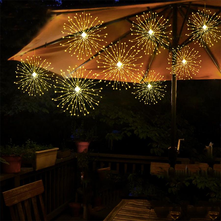 5/10Pack Plug In Firework Light Outdoor Starburst Fairy Light Christmas Twinkle String Light 8 Mode for Patio Garden Party Decor