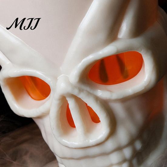 Spooky Bar Atmosphere Decoration Halloween Glowing Skull Goblet, LED Light Up Candle Holder for Dark Decor Party, Table, Haunted House Prop