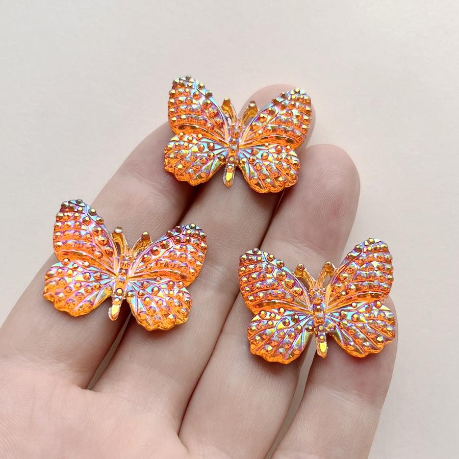 New 30*23mm  AB color Resin Butterfly Rhinestone diy hair accessories Flat back Scrapbook Flat back wedding decoration 10pcs/lot