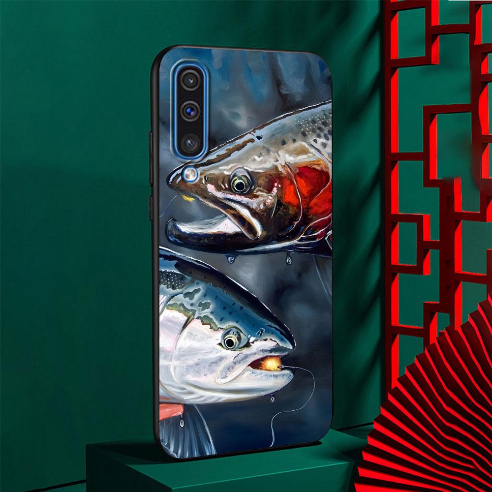 Trout Fish Fishing Case for Samsung Galaxy A03 A04s A20 A30 A20e A70 A70s A50 A40 A30s A50s A20s A10s A10 TPU Black Phone Cover
