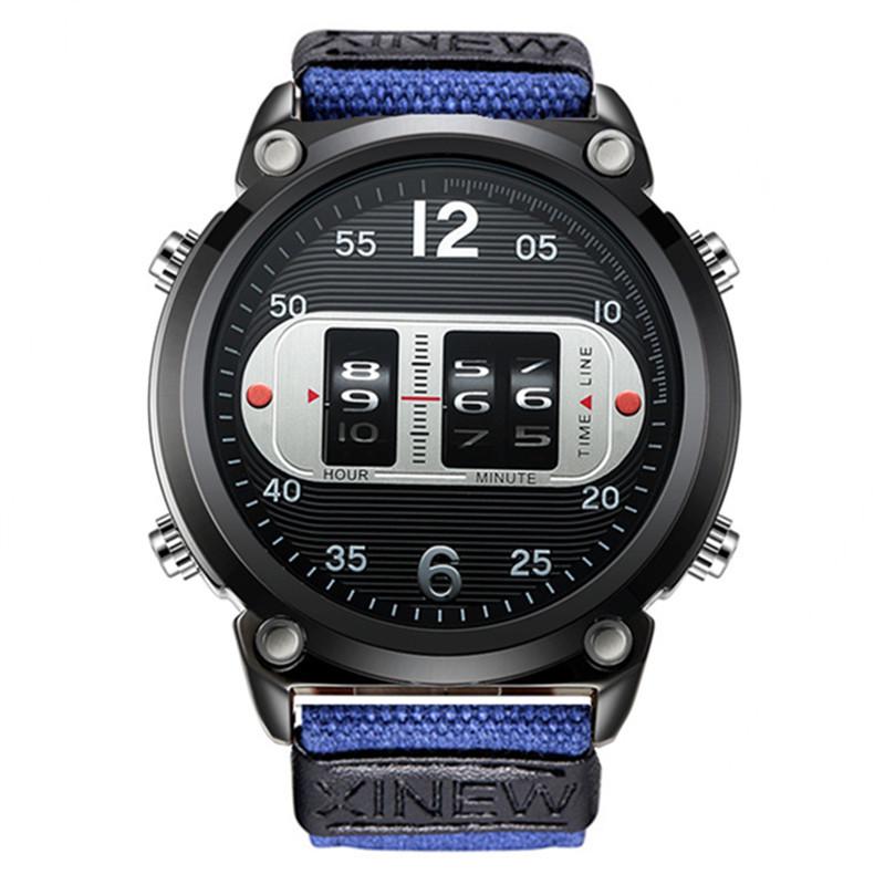 

Men s Designer Watch with Black Nylon Band and Unique Tire Design