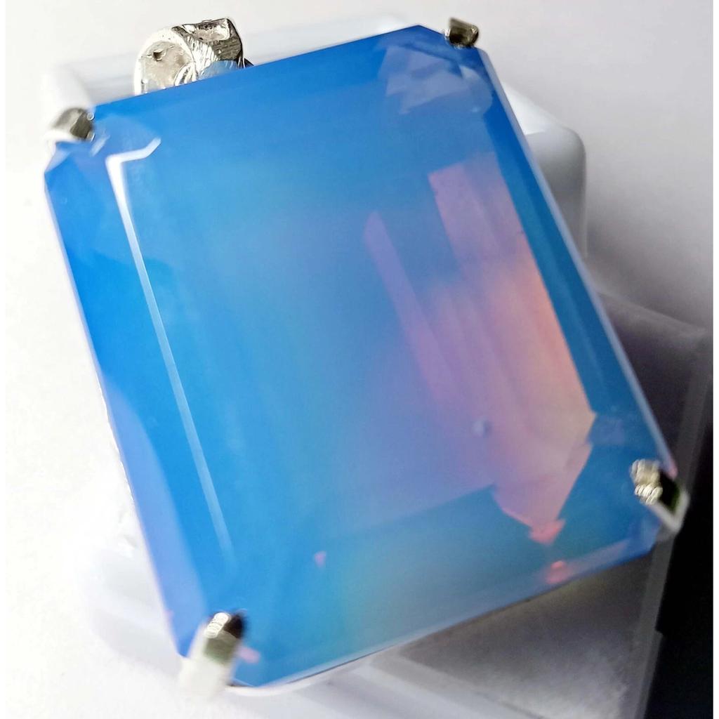 Natural Blue Opal Pendant Locket 94.90 Ct Emerald Cut Certified Fabulous