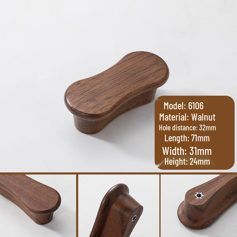 Japanese Minimalist Walnut Handle Solid Wood Cabinet and Wardrobe Drawer Handle