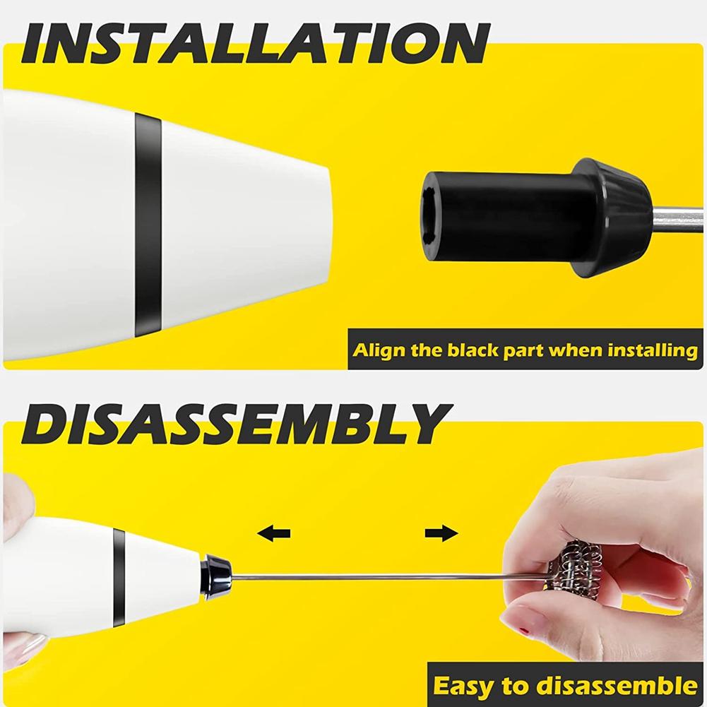 Handheld Electric Milk Frother Whisk Egg Beater USB Rechargeable Coffee Blender Household Milk Shaker Mixer Foamer Black