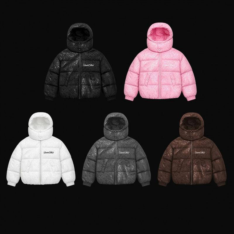 Street Vintage Winter Puffer Jacket Leopard Print Zip-Up Thick Warm Unisex Outdoor Coat