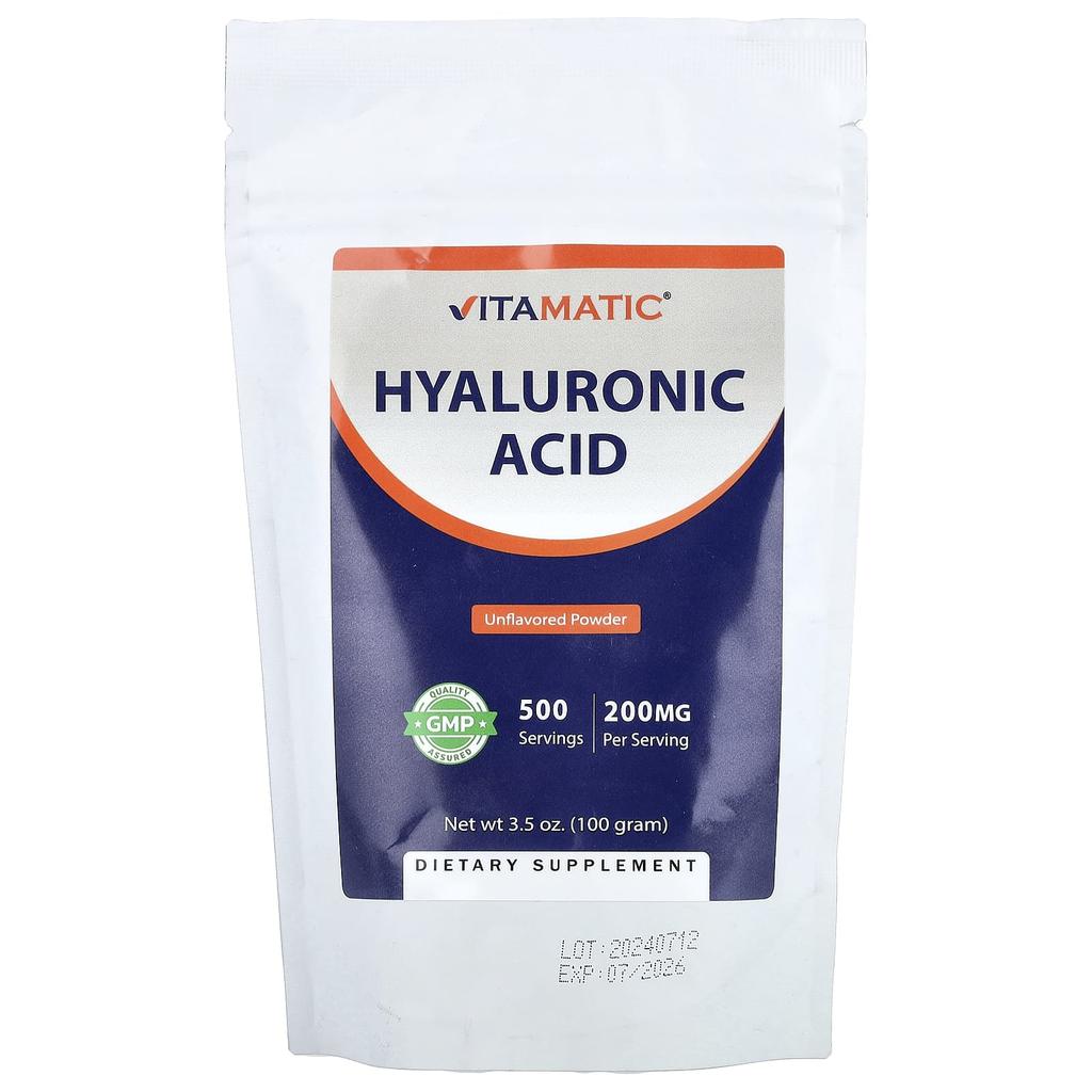 Vitamatic, Hyaluronic Acid Powder, Unflavored, 100g (3.5oz)