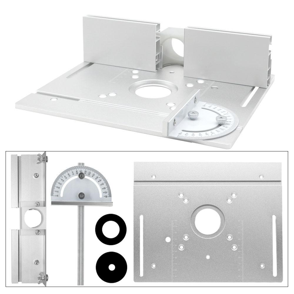 

Алюмінієва вставка для настільного фрезера, Деревообробний верстак Фліп-дошка для фрезера з похилою направляючою, Алюмінієвий упор з ковзним кронштейном