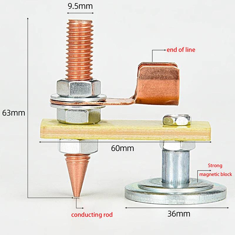 1Pc Strong Magnetic Welding Ground Clamp Magnet Head Welder Holder Fixture Sheet Metal Repair Ground Wire Clamp