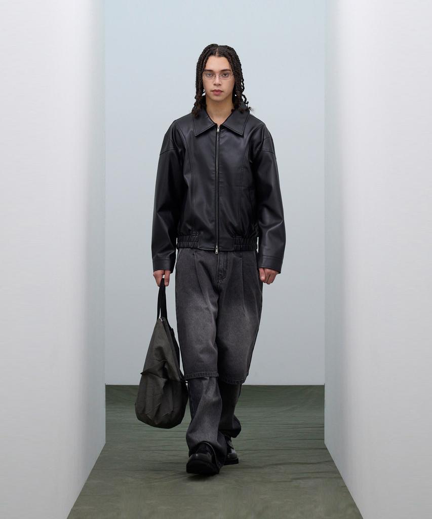 Standarderror 87-Stan062 Layer Line Leather Blouson Jacket Black