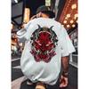 Men'S 180gsm Heavyweight Graphic T-Shirt - Bold Red & Black Geometric Print, Casual Round Neck Tee for Summer, Comfortable & Stylish, Everyday Tshirt