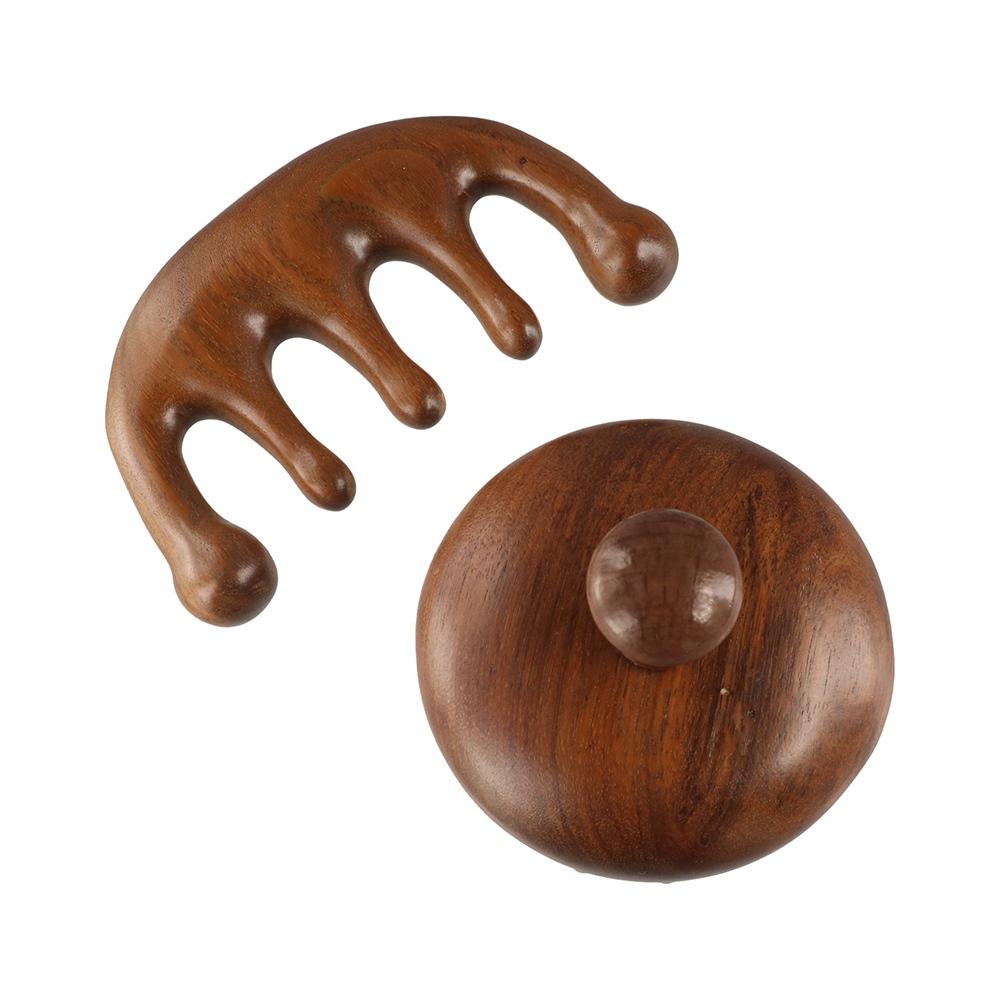 Scalp Relax Head Massage Comb Sandalwood Scalp Meridian Massager Sandalwood Hair Comb  Straight