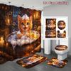 4Pcs Shower Curtain Set with Non-Slip Bath Mat, Toilet Lid Cover, Contour Rug & 12 Hooks, Bathroom Decor