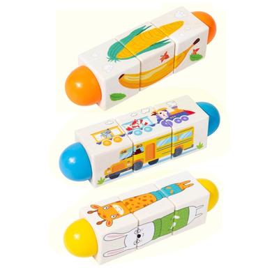 Educational Wooden Sensory Puzzle Block Toy With Rotating Design Early Learning Puzzle Block For Toddler Motor Skill