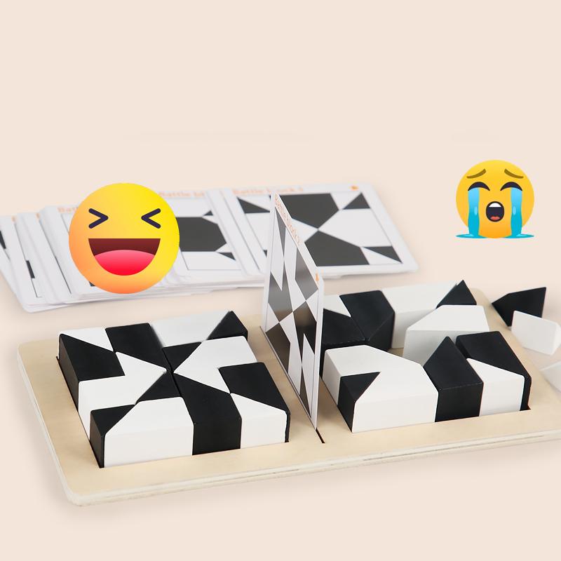 White&Black Building Blocks 2-Player Battle Game Puzzle Tangram Wooden Kids Early Education Toys Children Gift Brain Teaser Game