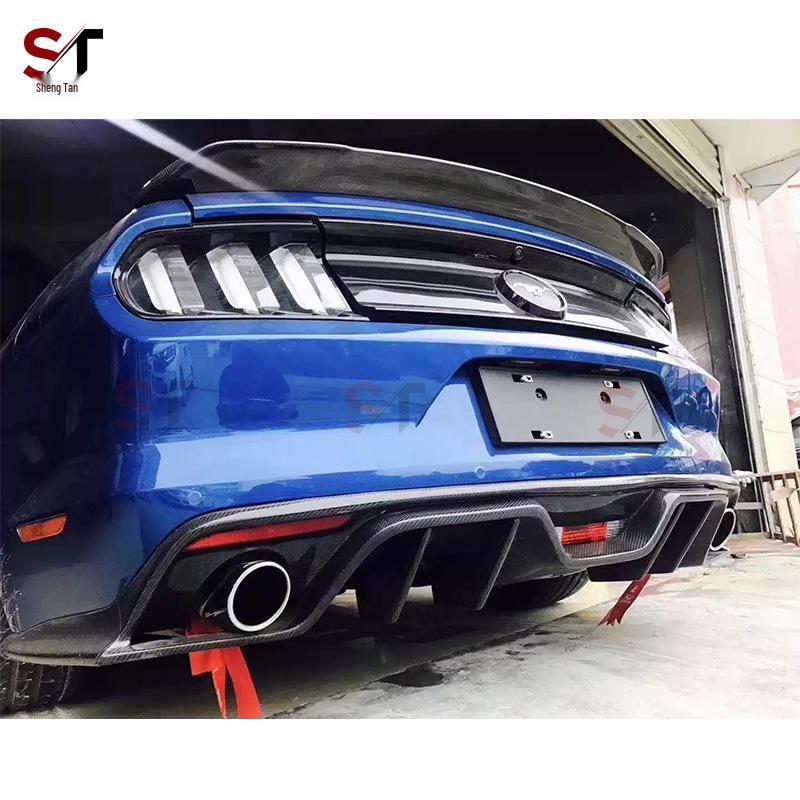 Rear Diffuser for 15-17 Ford Mustang AC Style Carbon Fiber Dual Exhaust Bumper Lip Kit