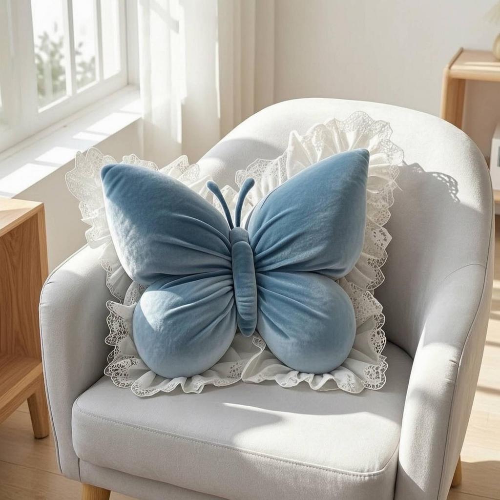 Flatternde Form Kissen mit Spitze Weiches Schmetterlingskissen - Berührung mit Spitzenbesatz für Sofa, Bett, Auto