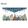 Indoor Festive Atmosphere Decor Christmas Winter Village Static Window Clings, Snowflake Snow House Reusable Film Stickers, Removable Decals for Xmas